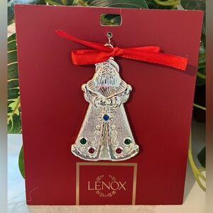 🎄Lenox Jeweled Silver Charm Santa Ornament